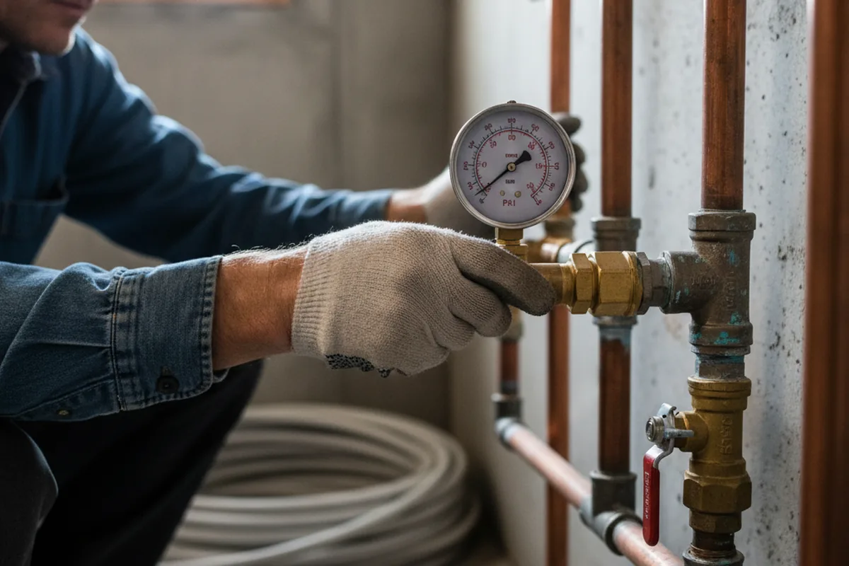 Pressure testing a repaired line during Water Line Repair in Pendergrass